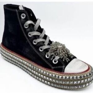 NWOB BEAST FASHION High-Top Platform Sneaker Silver Studs and Embellishment